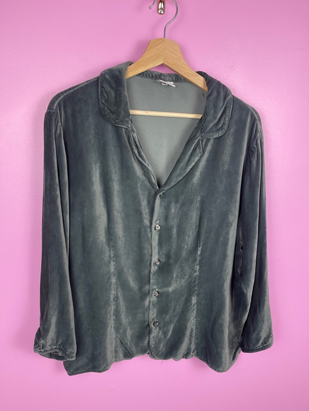 CP Shades Velvet Button-Up Shirt Jewel Green Women’s Medium Sausalito - Picture 3 of 10